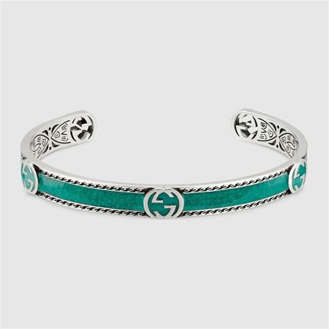 gucci interlocking g bracelet with turquoise colored enamel|interlocking g necklace in silver.